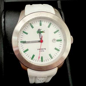 Men’s white Lacoste watch - like new, barely worn!
